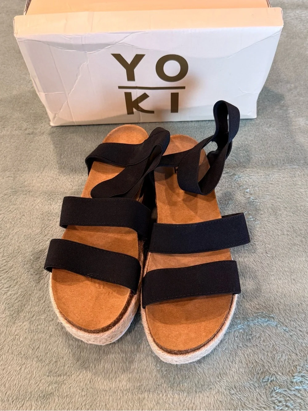 Yoki Chiara-10 Black Espadrille Platform Sandals Women’s Size 7.5